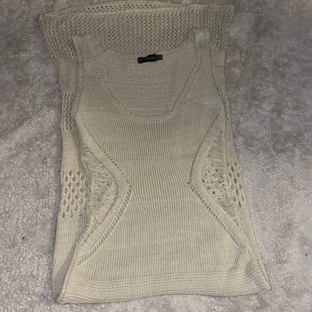 PrettyLittleThing Cream Knit Maxi Dress